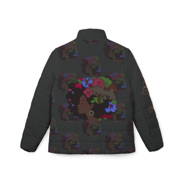 Women’s Floral Portrait Puffer Jacket — "Brown Skinned Girls Beautiful"